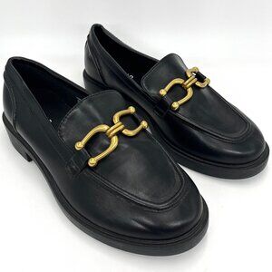 Torrid Black Faux Leather Gold Chain Loafers - Size 8WW